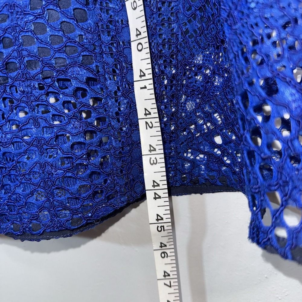 VINCE SLEEVELESS CROCHET LACE SILK LINED  MIDI DRESS SZ 4 BLUE Classy City - Picture 15 of 15
